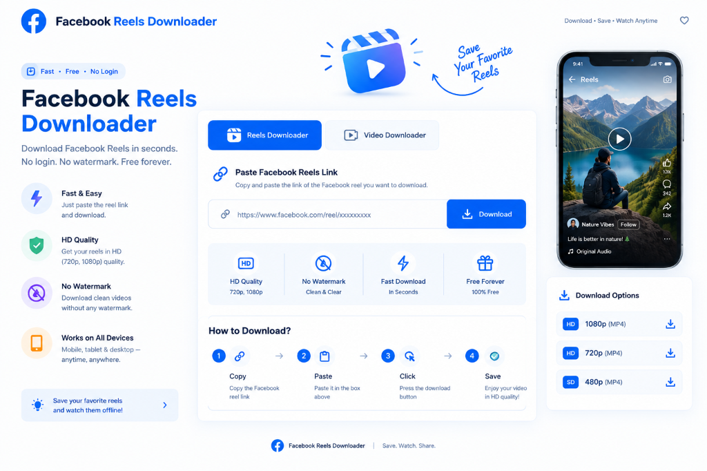 Facebook Reel Downloader Phone Showcase