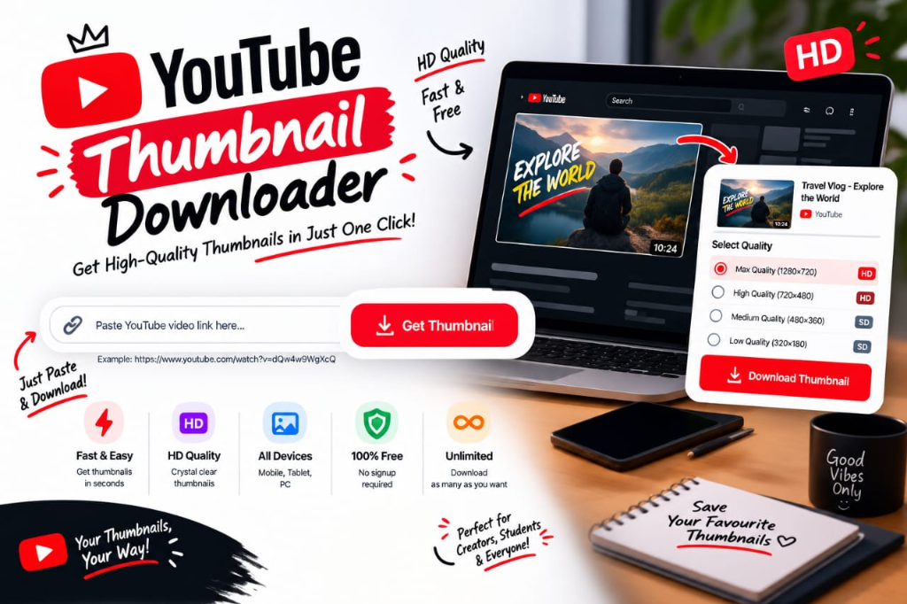 YouTube Thumbnail Downloader Laptop Frame